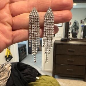 Elegant Silver Crystal Drop Earrings